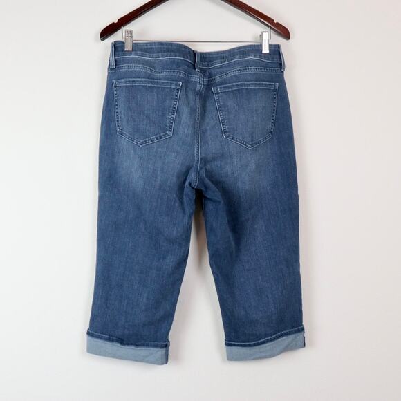 NYDJ Size 12 Petite Marilyn Straight Crop Jeans Mesquite Blue Wash - Picture 7 of 12